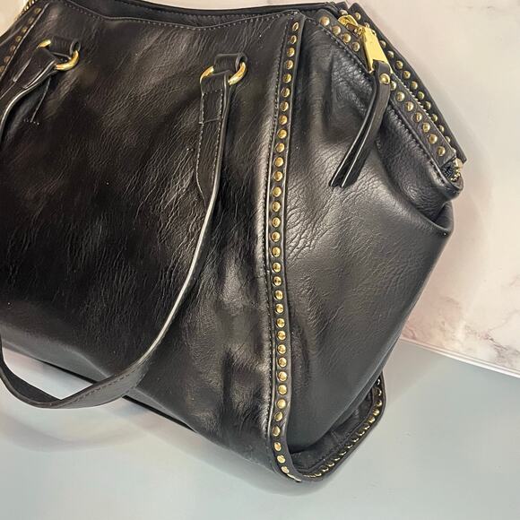 INC International Concepts Black Tote Bag w/ Gold Studs - Picture 3 of 14